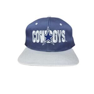 Dallas Cowboys NFL Team KMG Pro Model Snapback Hat Vintage 90s Blue Silver‎ GUC